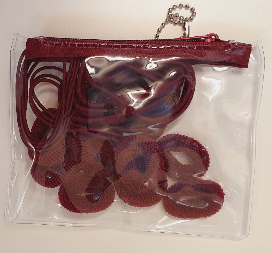1223BRC - Zip Hair Tie Purse Packs - Maroon