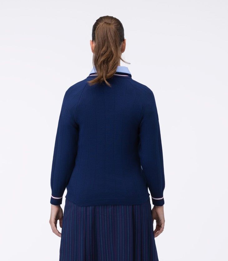 7042BRC - Needle Out Jnr Navy Jumper - Cotton